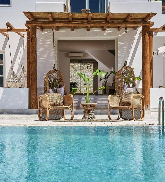 The terrace of a UBUD suite decorated in Balinese style